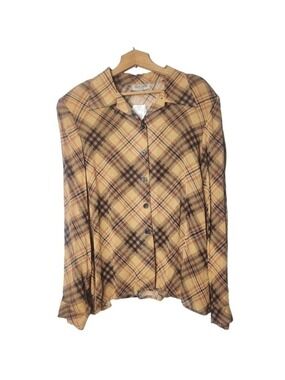 NWT Vintage Pierre Cardin Sheer Plaid Blouse Size 12